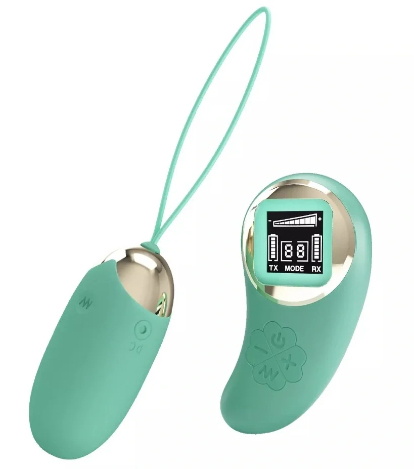 PRETTYLOVE Ou Vibrator Mina 10 Moduri Vibratii Telecomanda Wireless cu Ecran Led Silicon USB Verde