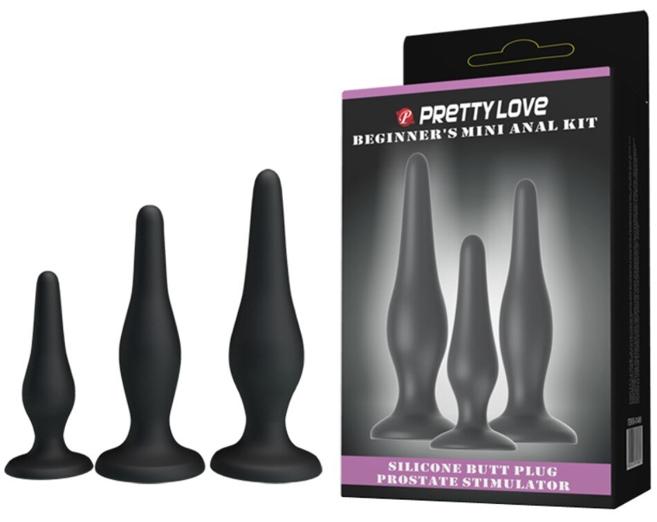 PRETTYLOVE Set 3 Dopuri Anale Pretty Love Mini Anal Kit Silicon Negru