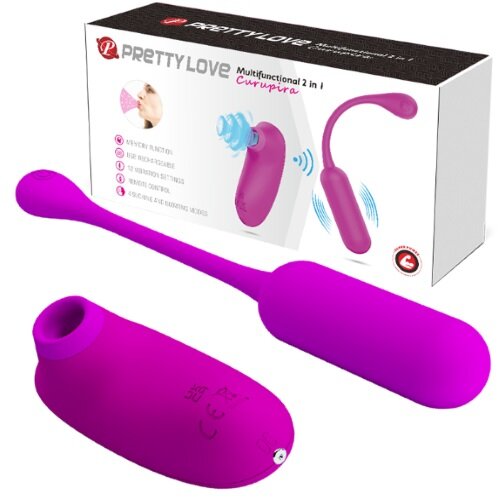 PRETTYLOVE Set Curupira 2 Jucarii 12 Moduri Vibratii si 4 Moduri Suctiune Silicon USB Mov