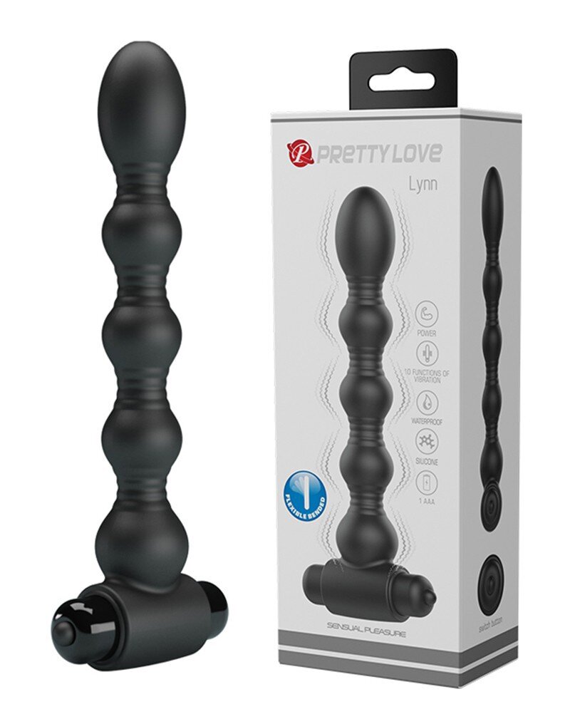 PRETTYLOVE Stimulator Anal Bendable Lynn 10 Functii Vibratii Silicon Negru 18.2 cm