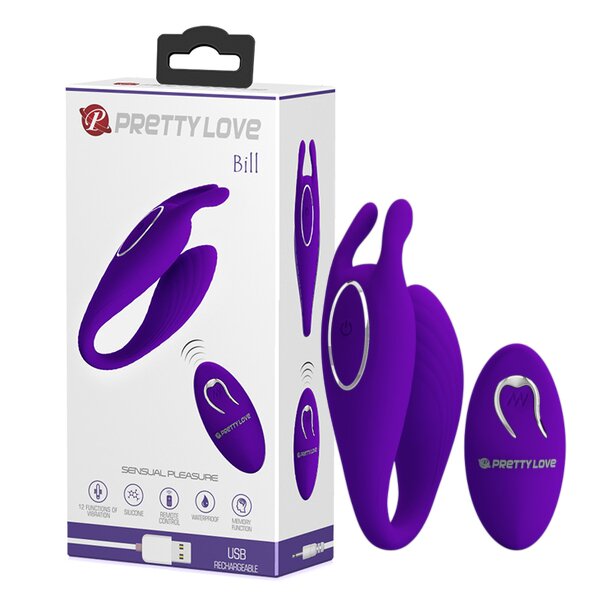 PRETTYLOVE Stimulator Bill 12 Moduri Vibratii Silicon USB Remote Control Violet