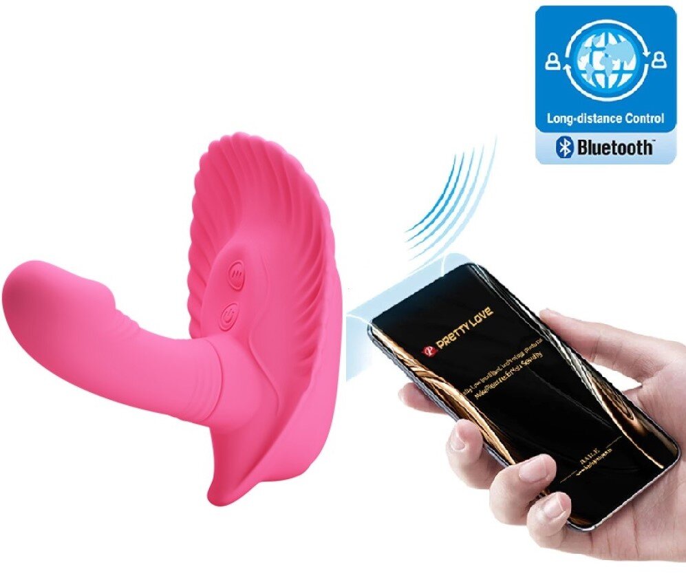 PRETTYLOVE Stimulator Fancy Clamshell 12 Moduri Vibratii Bluetooth Control Free App Silicon Roz