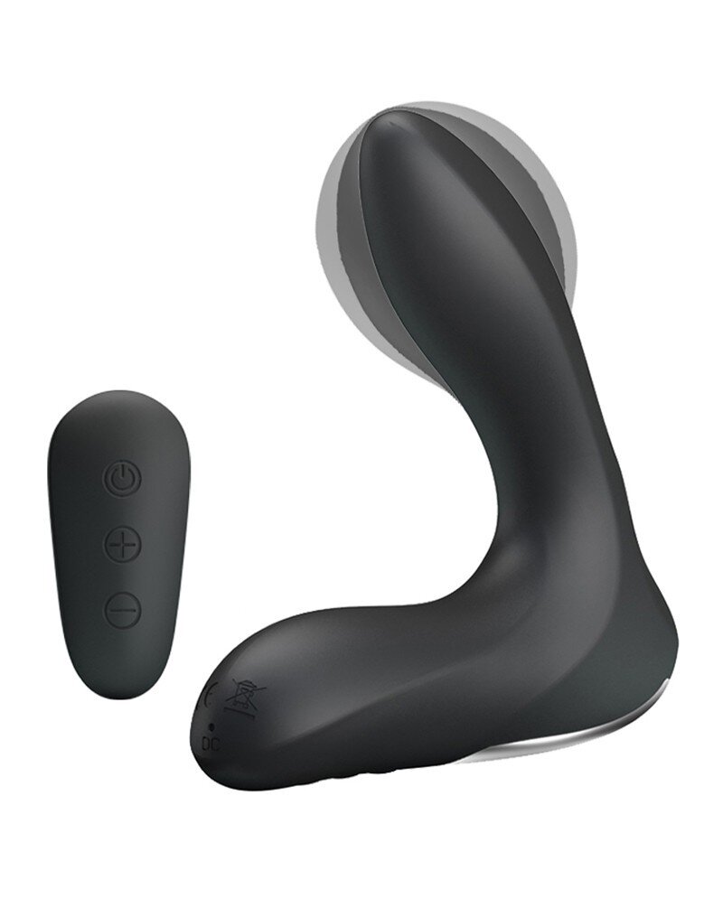 PRETTYLOVE Stimulator Prostata Nasreddin Gonflabil Remote Control 12 Moduri Vibratii Silicon USB Negru