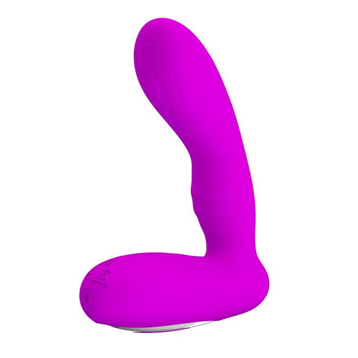 PRETTYLOVE Stimulator Prostata Piper Functie Vibratoare si Pulsatoare Silicon USB Mov 11.7 cm