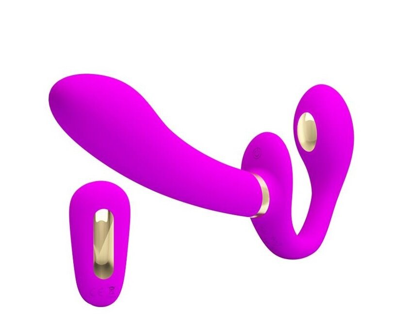 PRETTYLOVE Strap-on Thunderbird Female Remote Control 12 Moduri Vibratii 3 Moduri Electrosocuri Silicon USB Mov