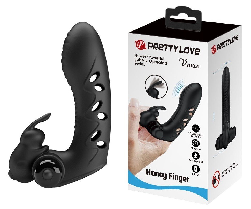 PRETTYLOVE Vibrator Deget Vance Honey Finger 10 Moduri Vibratii Silicon Negru