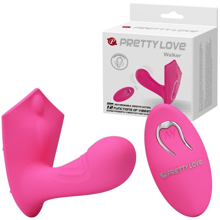 PRETTYLOVE Vibrator G-spot Walker Remote Control 12 Moduri Vibratii Silicon USB Roz 9.5 cm