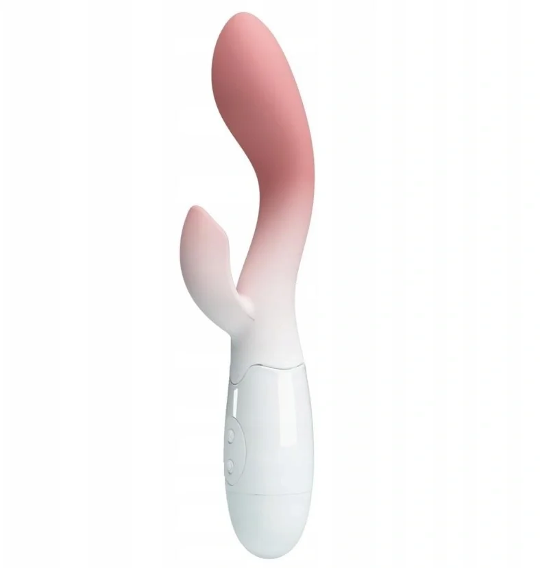 PRETTYLOVE Vibrator Iepuras Brighty 30 Moduri Vibratii Silicon Roz/Alb 20 cm