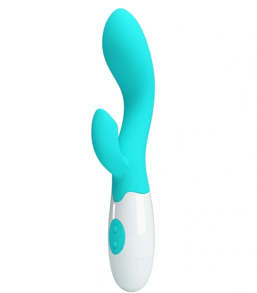 PRETTYLOVE Vibrator Iepuras Brighty 30 Moduri Vibratii Silicon Verde/Alb 20 cm