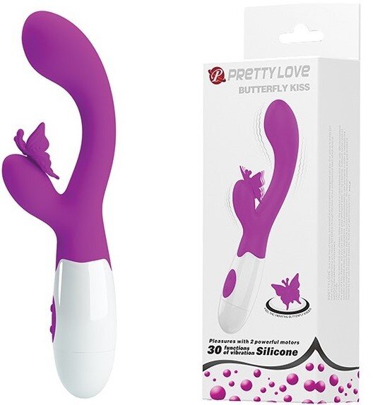 PRETTYLOVE Vibrator Iepuras Butterfly Kiss 30 Moduri Vibratii Silicon Mov 20 cm