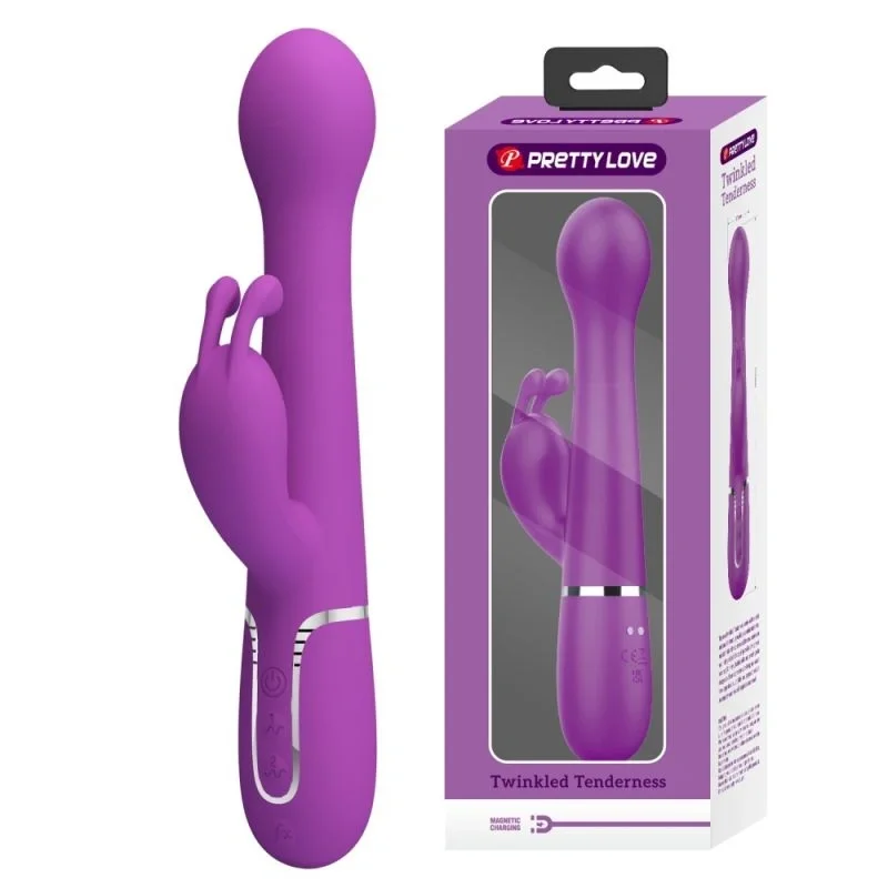 PRETTYLOVE Vibrator Iepuras Dejon 7 Moduri Vibratii 4 Moduri Impingere si Rotatii Silicon USB Magnetic Mov Inchis 22.6 cm