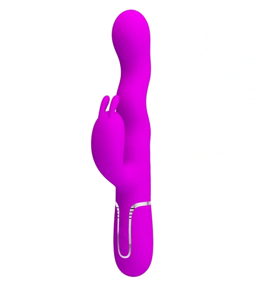PRETTYLOVE Vibrator Iepuras Laursen 7 Moduri Vibratii 4 Moduri Ondulare Silicon USB Magnetic Mov 24.9 cm