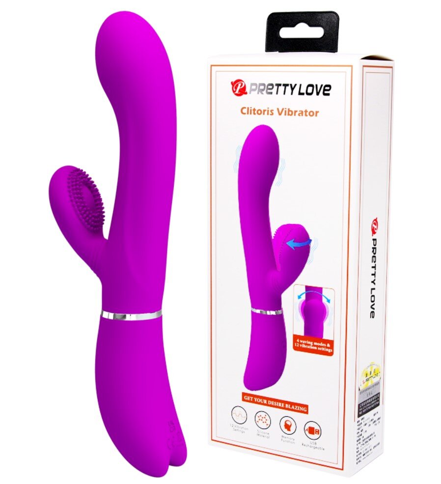 PRETTYLOVE Vibrator Iepuras Pretty Love 12+4 Moduri Stimulatoare Silicon USB Mov 20.8 cm