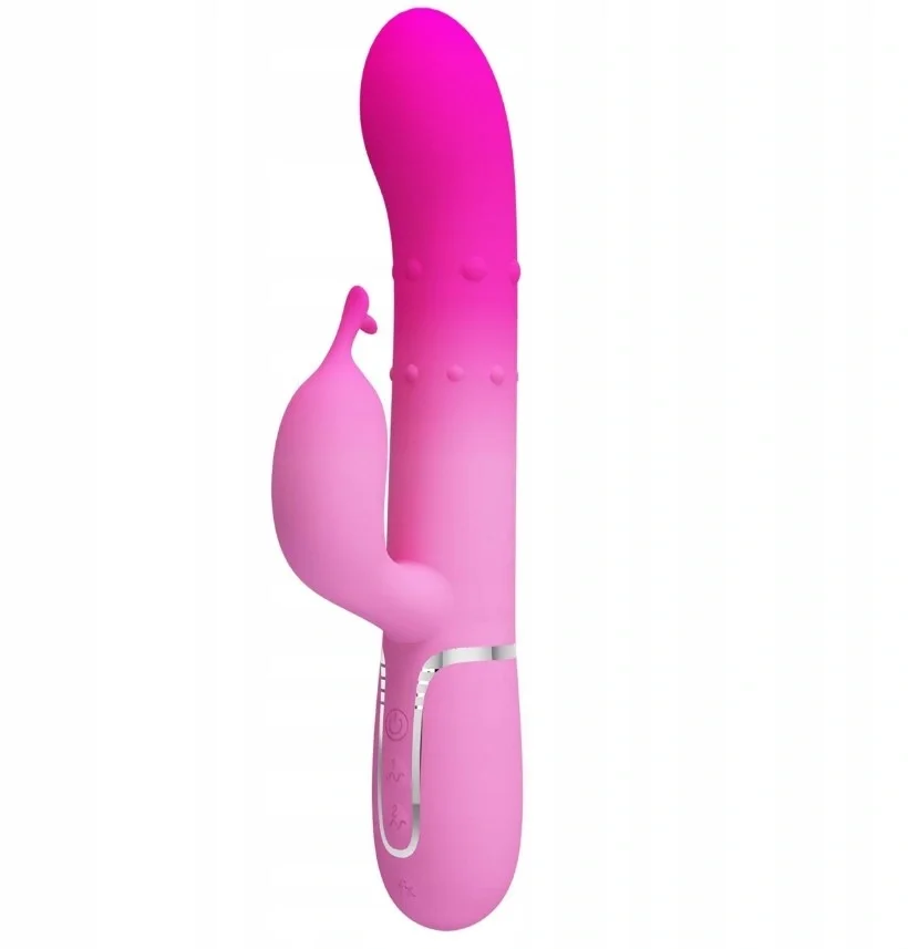 PRETTYLOVE Vibrator Iepuras Shima 7 Moduri Vibratii Bile Stimulatoare Silicon USB Roz 22.6 cm