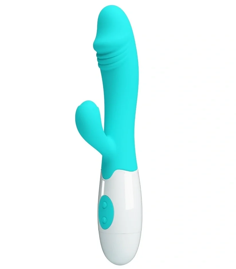 PRETTYLOVE Vibrator Iepuras Snappy 30 Moduri Vibratii Silicon Verde/Alb 19 cm