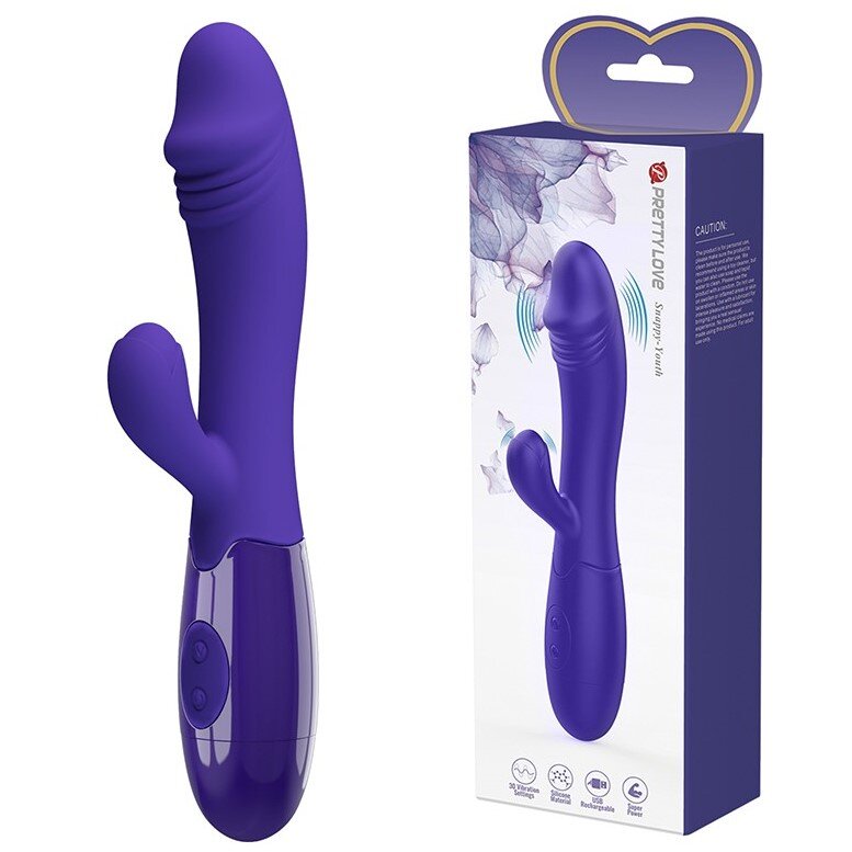 PRETTYLOVE Vibrator Iepuras Snappy Youth 30 Moduri Vibratii Silicon USB Violet 19 cm