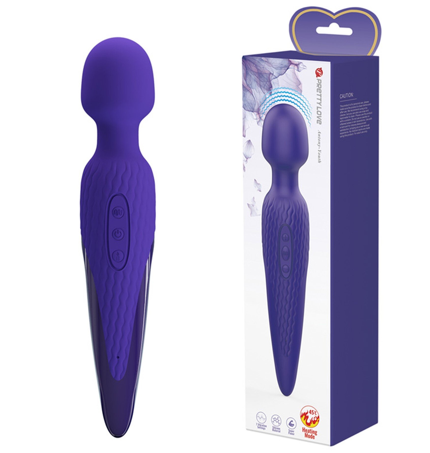 PRETTYLOVE Vibrator Masaj Anthony Youth 7 Moduri Vibratii & 5 Intensitati Viteza Silicon USB Violet 26 cm