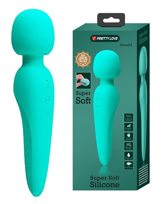 PRETTYLOVE Vibrator Masaj Meredith 7 Moduri Vibratii & 5 Intensitati Viteza Silicon USB Verde 21.5 cm