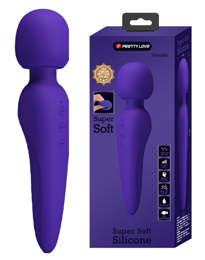 PRETTYLOVE Vibrator Masaj Meredith 7 Moduri Vibratii & 5 Intensitati Viteza Silicon USB Violet 21.5 cm