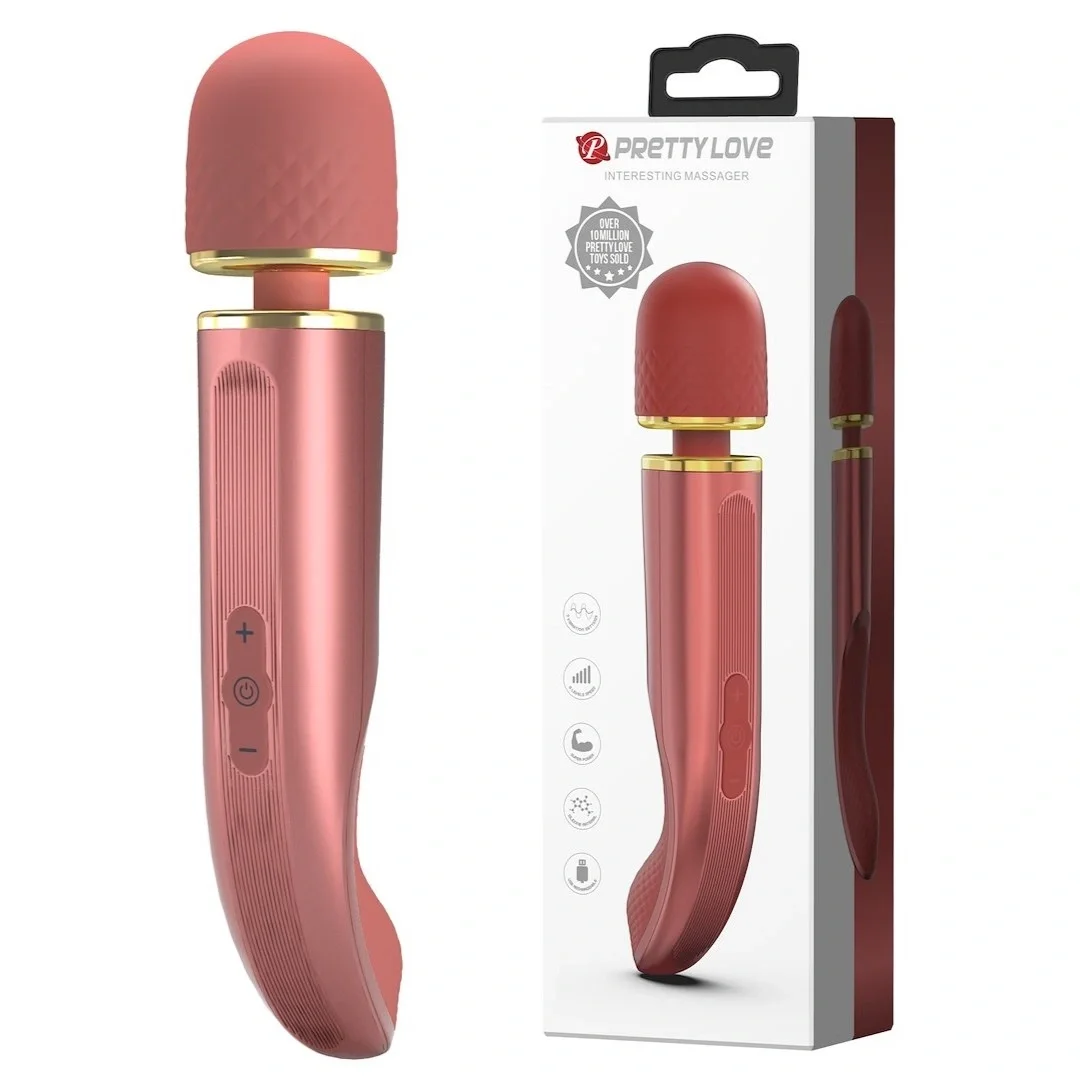 PRETTYLOVE Vibrator Masaj Pretty Love Interesting Massager 7 Moduri Vibratii 5 Viteze Silicon USB Roz 29 cm