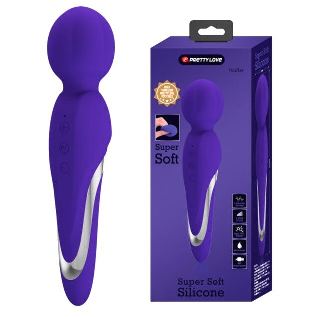 PRETTYLOVE Vibrator Masaj Walter 7 Moduri Vibratii & 5 Intensitati Silicon USB Violet 21.6 cm