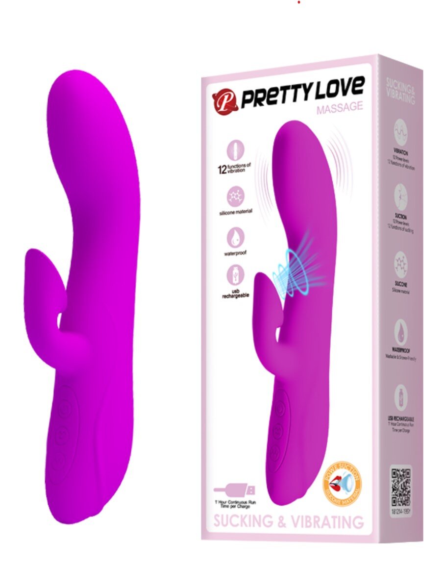 PRETTYLOVE Vibrator Massage 12 Moduri Vibratii 12 Moduri Sucking Silicon USB Mov 19 cm