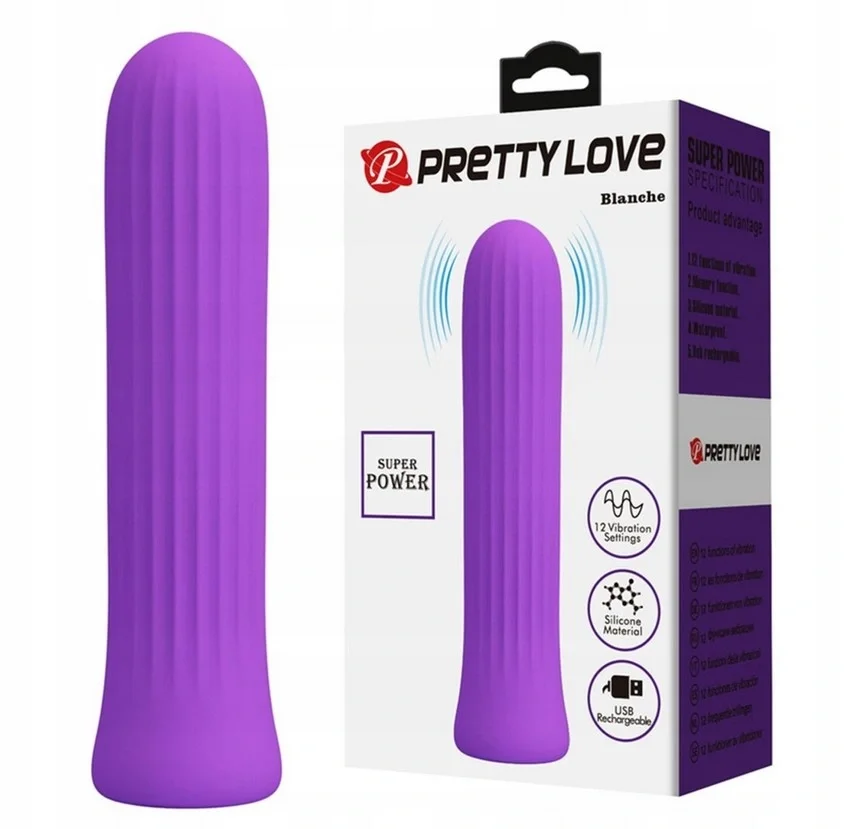 PRETTYLOVE Vibrator Pretty Love Blanche 12 Moduri Vibratii Silicon USB Mov Deschis 10.2 cm