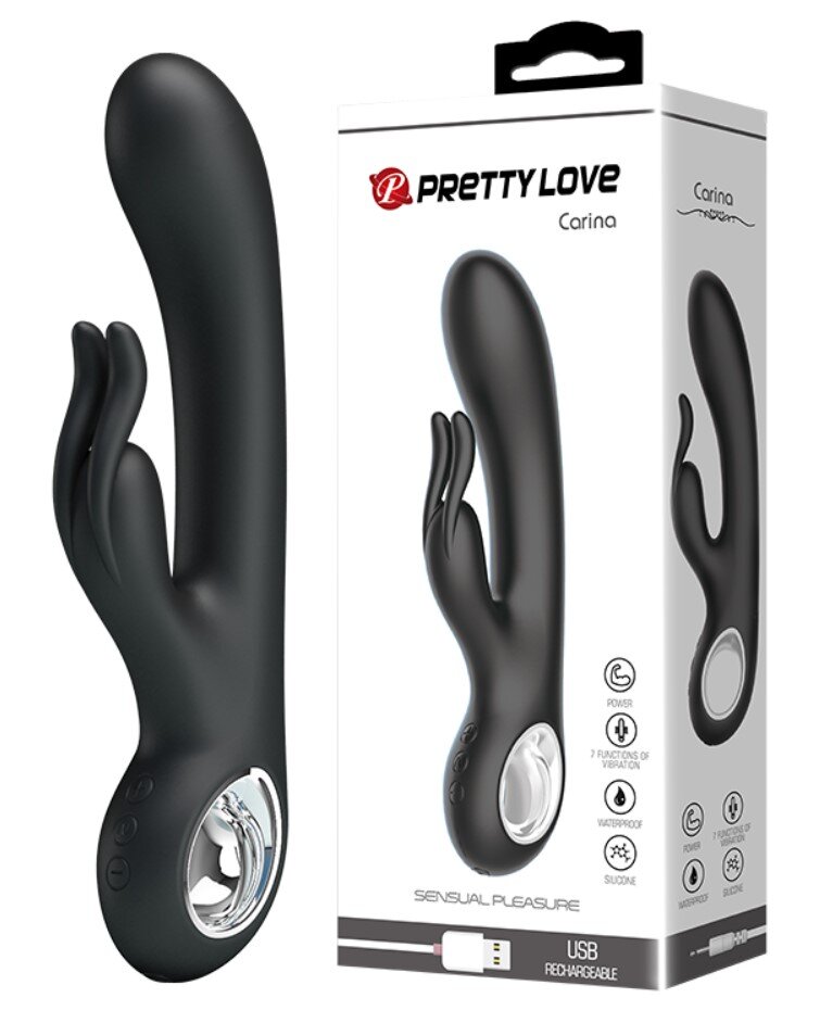 PRETTYLOVE Vibrator Pretty Love Carina 7 Moduri Vibratii Silicon USB Negru 19 cm