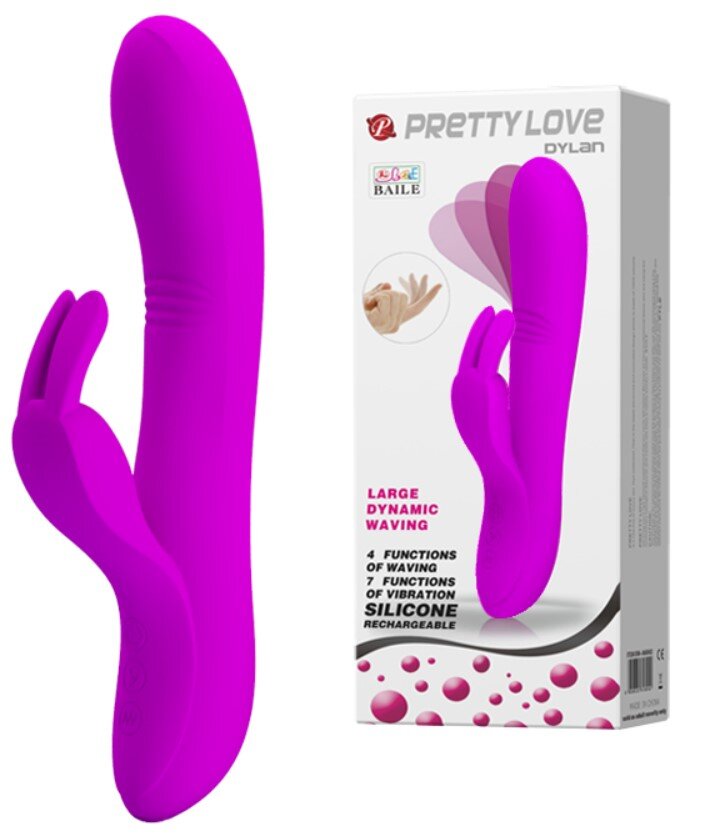 PRETTYLOVE Vibrator Pretty Love Dylan 7+4 Moduri Stimulatoare Silicon USB Mov 21 cm