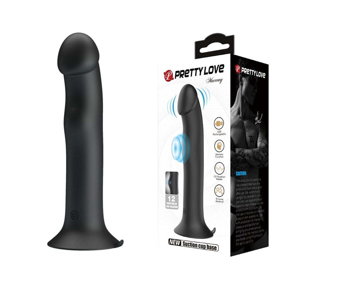 PRETTYLOVE Vibrator Pretty Love Murray 12 Moduri Vibratii si Pulsatii Silicon USB Negru 19 cm