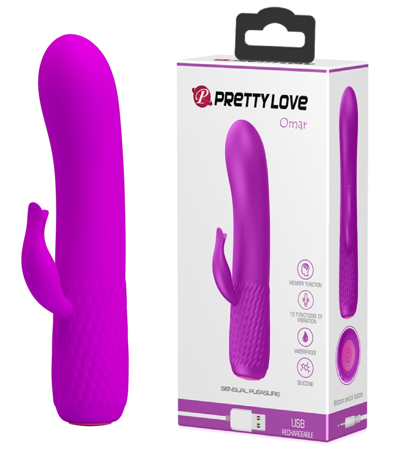 PRETTYLOVE Vibrator Pretty Love Omar 12 Moduri Vibratii Silicon USB Mov 15 cm