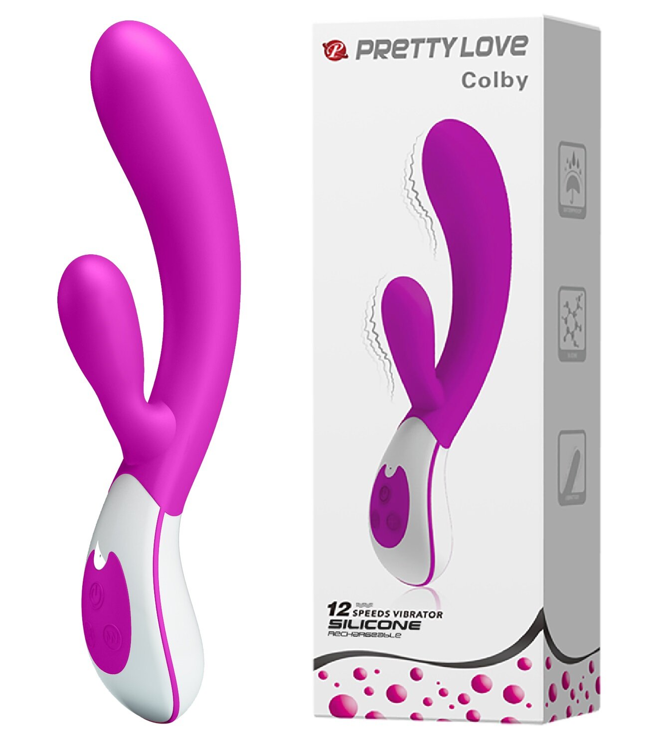 PRETTYLOVE Vibrator Rabbit Colby 12 Moduri Vibratii Silicon USB Mov 21.5 cm