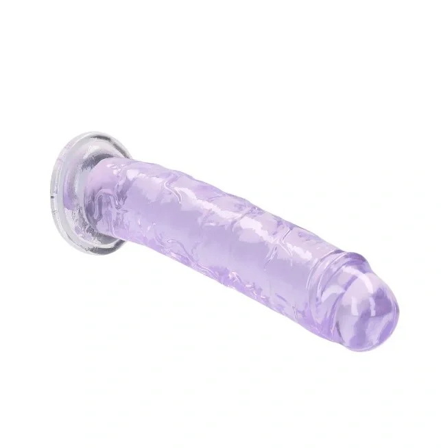 RealRock Dildo Realist Crystal Clear cu Ventuza TPE Mov 14.5 cm