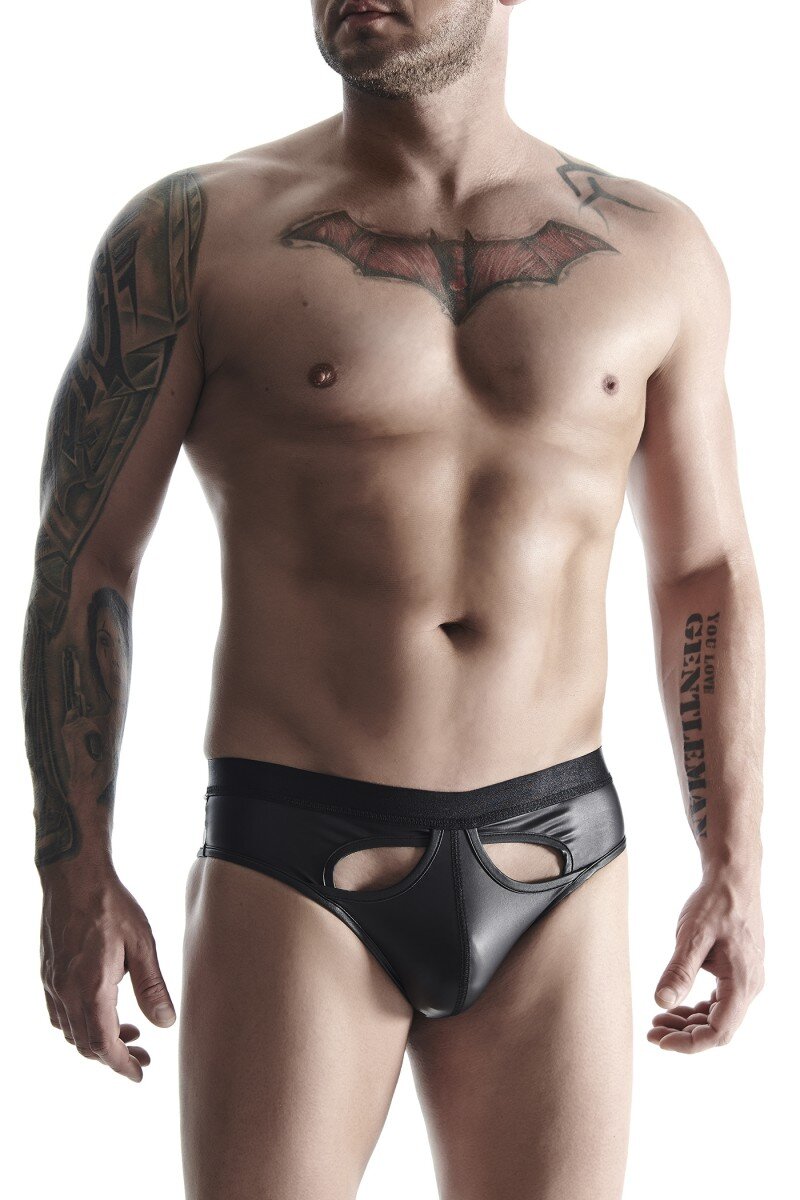 REGNES FETISH PLANET Bikini Barbati Stil Brazilian cu Decupaje Piele Ecologica Negru M