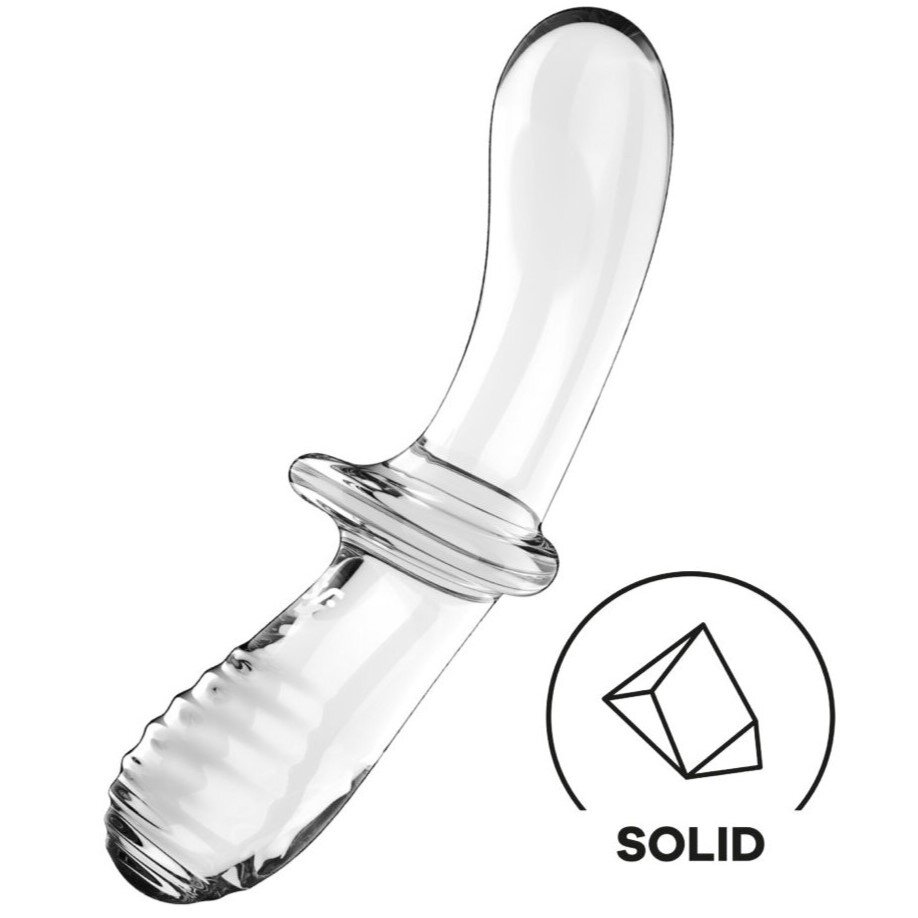 Satisfyer Dildo Dublu Double Crystal Sticla Borosilicata Transparent 19 cm