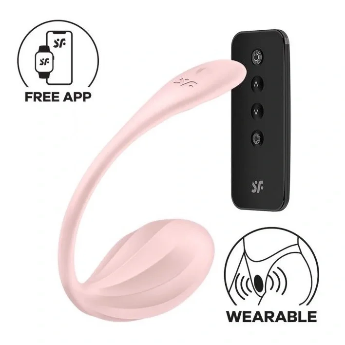 Satisfyer Ou Vibrator Ribbed Petal Free App Telecomanda Wireless Silicon Roz 23 cm