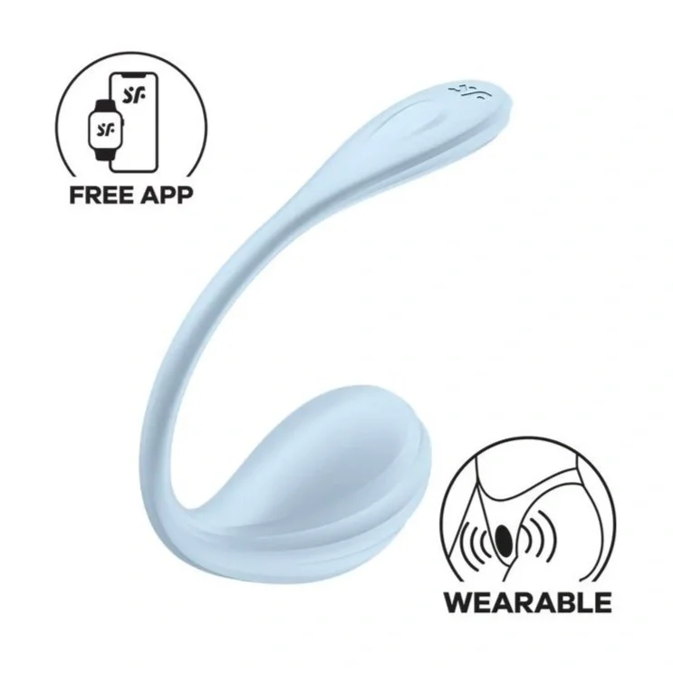 Satisfyer Ou Vibrator Smooth Petal Free App Silicon Albastru Deschis 23 cm