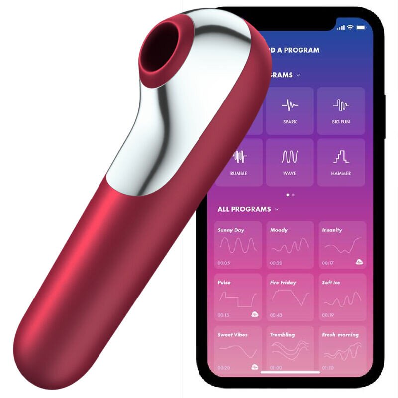Satisfyer Stimulator Dual Love Silicon Rosu Free APP
