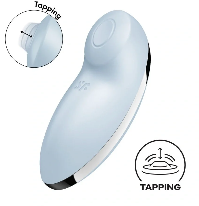 Satisfyer Stimulator Tap&Climax 2 Silicon 11 Moduri Tapare si Vibratii USB Magnetic Albastru 11 cm