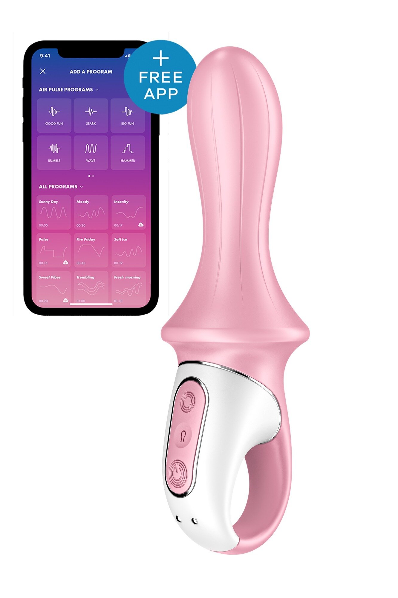 Satisfyer Vibrator Air Pump Booty 5+ Inflatable Anal Free App 17.5 cm