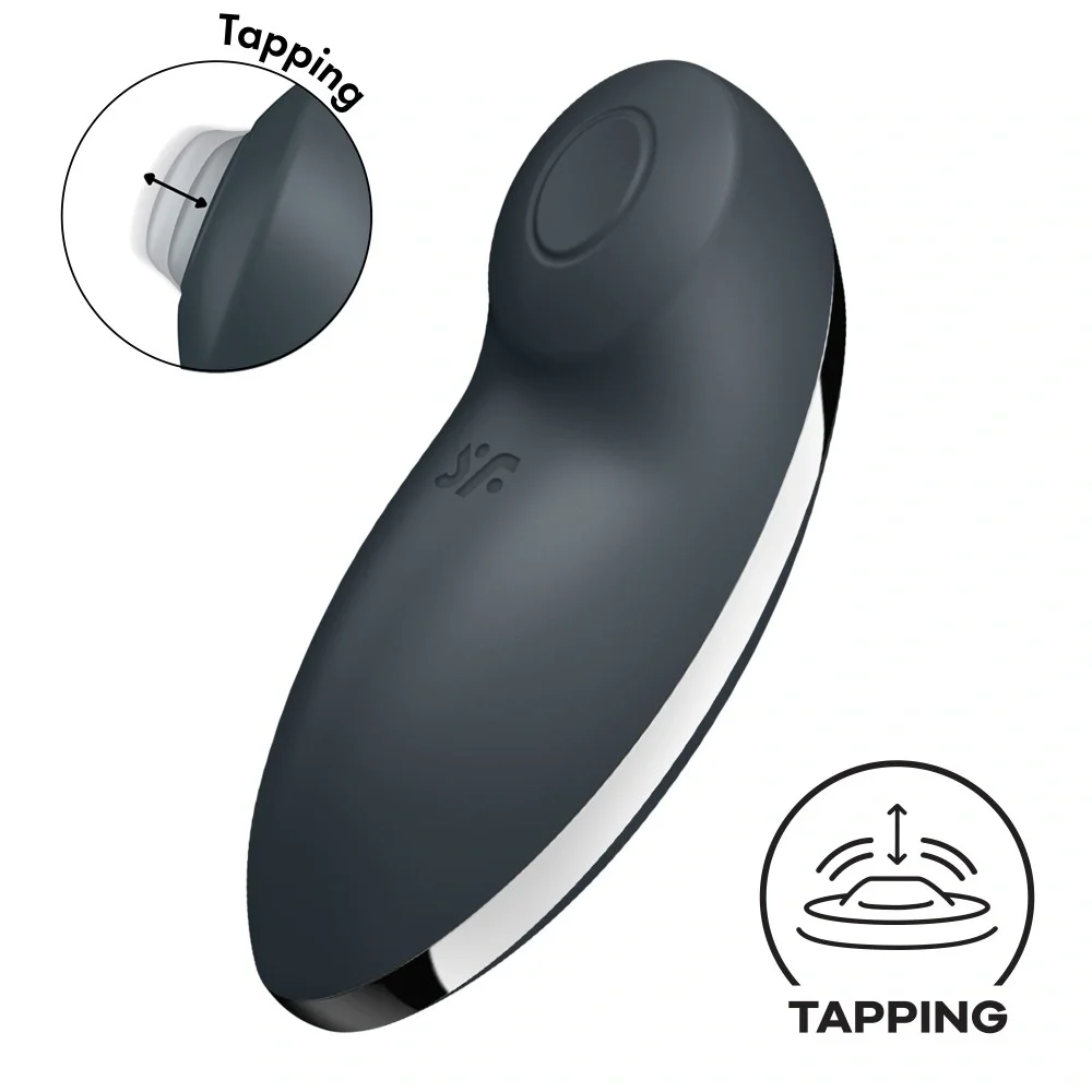 Satisfyer Vibrator Clitoridian Tap&Climax 2 Silicon USB Gri 11 cm