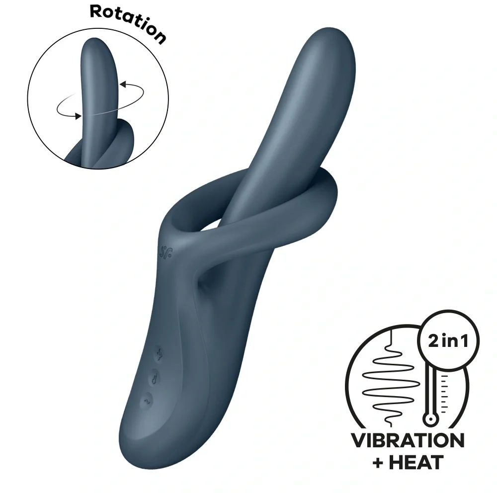 Satisfyer Vibrator cu Incalzire si Rotatii Heat Flex 4 Silicon USB Magnetic 23 cm