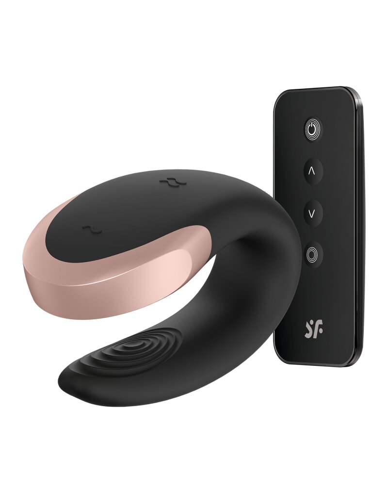 Satisfyer Vibrator Double Love Remote Control Bluetooth Silicon USB Negru Free APP