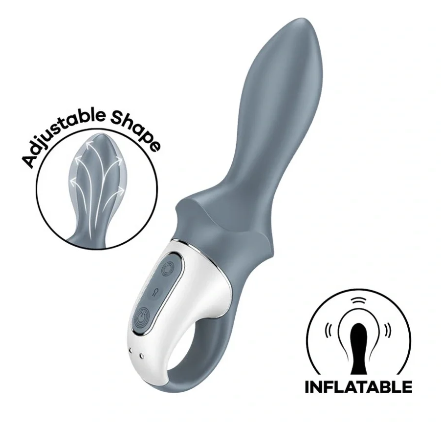 Satisfyer Vibrator Gonflabil Air Pump Booty 1 12 Moduri Vibratii Silicon USB Gri 18.7 cm
