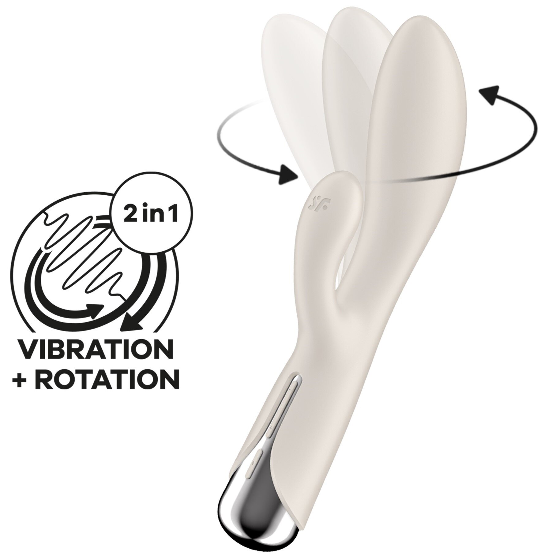 Satisfyer Vibrator Iepuras Spinning Rabbit 1 12 Moduri Vibratii 5 Moduri Rotatii Silicon USB Bej 20 cm