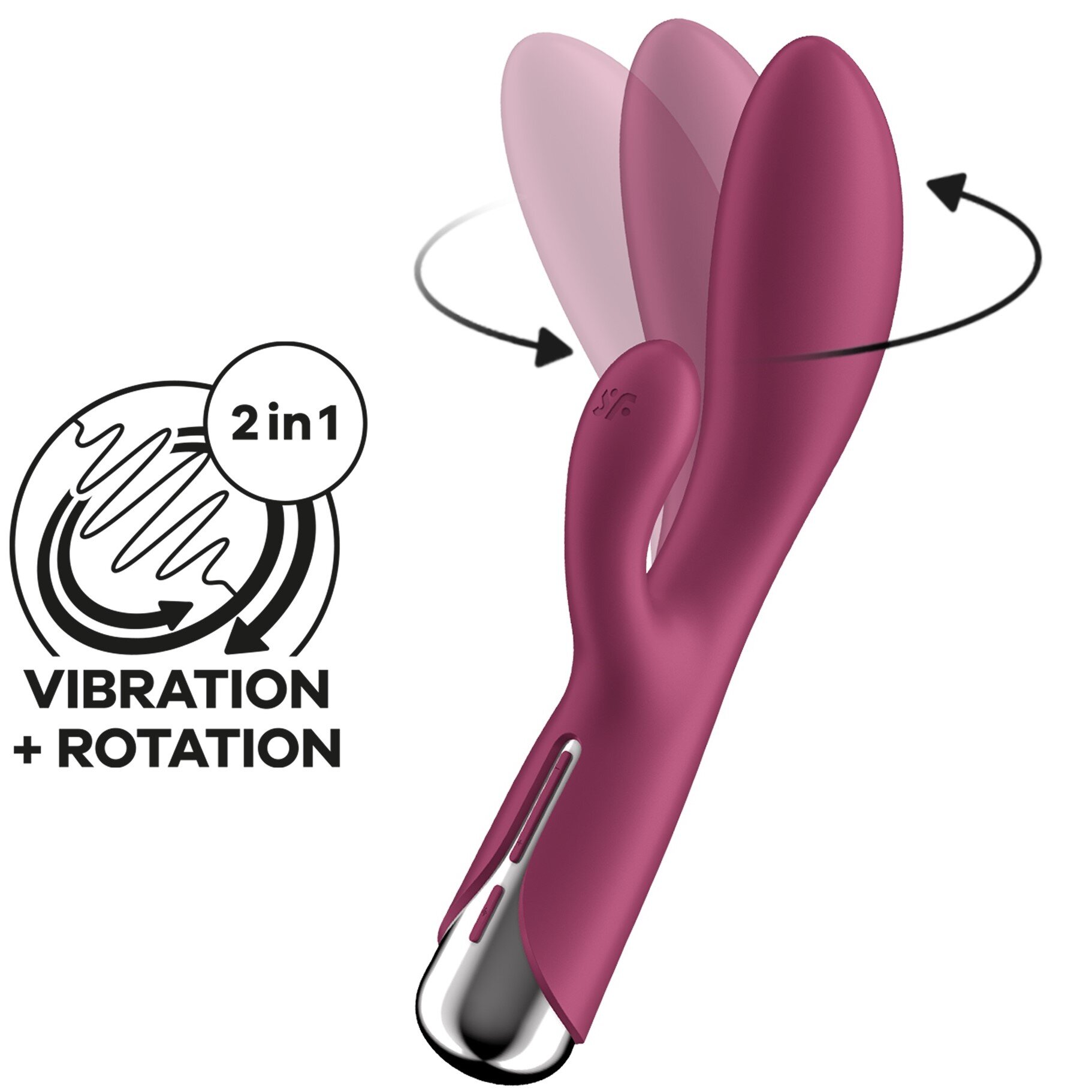 Satisfyer Vibrator Iepuras Spinning Rabbit 1 12 Moduri Vibratii 5 Moduri Rotatii Silicon USB Rosu 20 cm