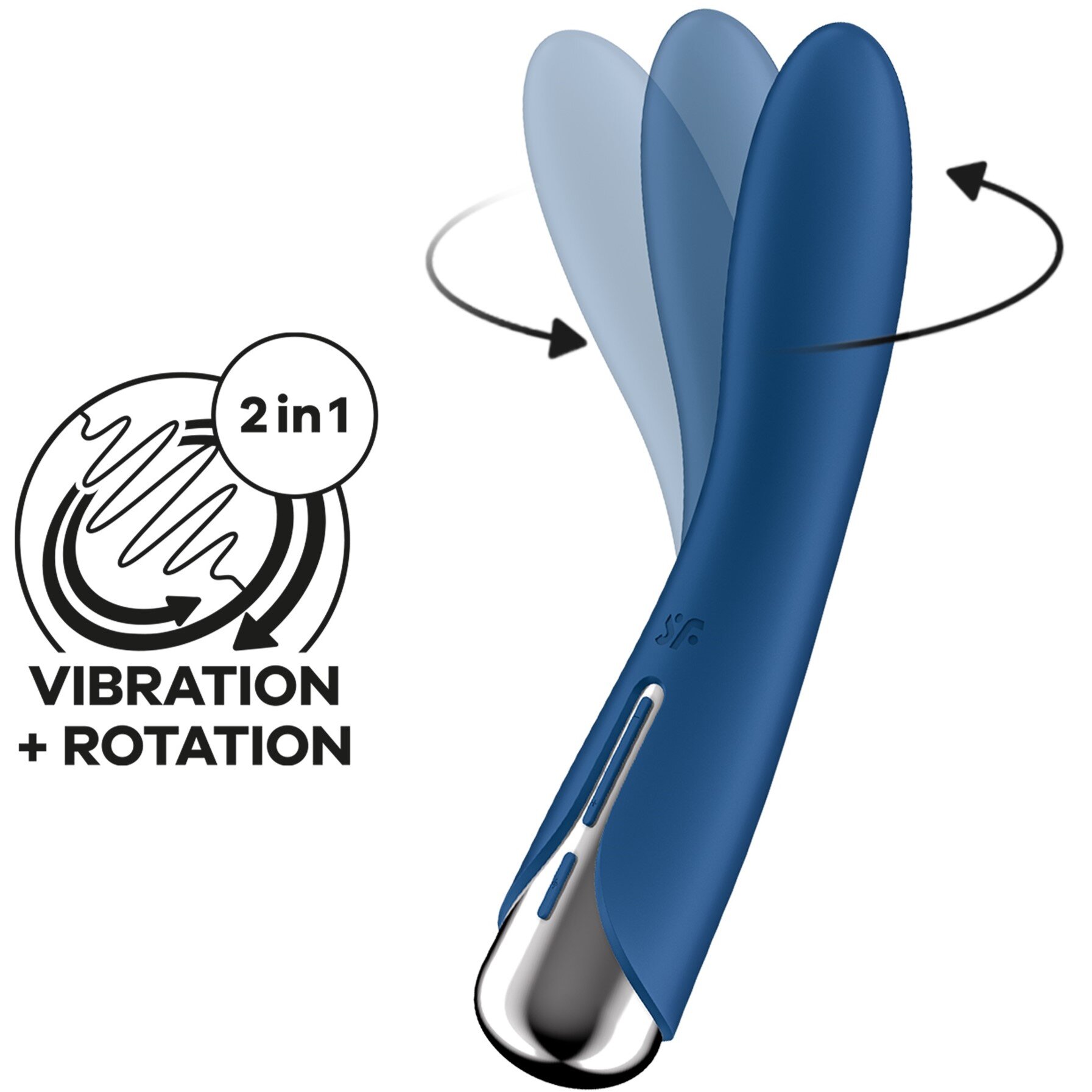 Satisfyer Vibrator Punctul G Spinning Vibe 1 12 Moduri Vibratii 5 Moduri Rotatii Silicon USB Albastru 17.5 cm