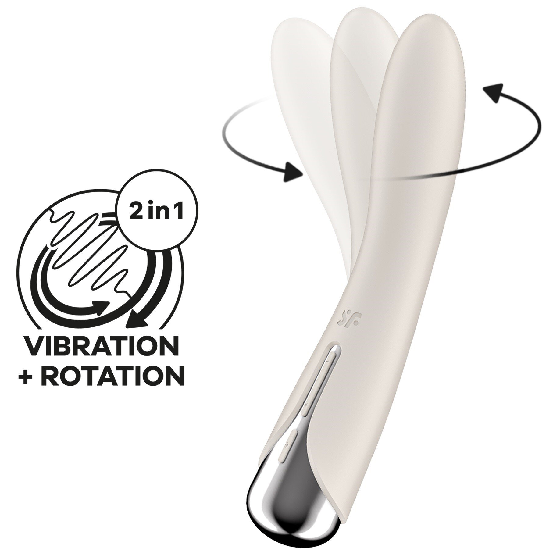 Satisfyer Vibrator Spinning Vibe 1 12 Moduri Vibratii 5 Moduri Rotatii Silicon USB Bej 17.5 cm