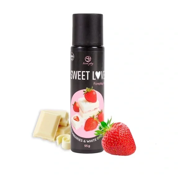 Secret Play Gel Comestibil Stimulator Unisex Aroma Ciocolata Alba si Capsuni 55 gr