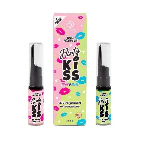 Secret Play Set Comestibil Flirty Kiss 2 Geluri Stimulatoare Efect Incalzire si Efect Racoritor 16 gr